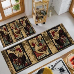 Farmhouse Chicken Area Rug Kitchen Mat Non-Slip Oil Proof Floor Mat Livingroom Rug Indoor Outdoor Mat Bedroom Decor Bathroom Mat Entrance Rug Door Mat