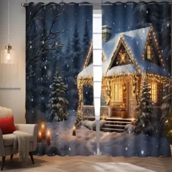 Farmhouse Curtain 2 Panels，Barn Wood Door Curtain Drapes For Living Room Bedroom,Grommet/Eyelet Curtain for Kitchen Door Window Treatments Room Darkening