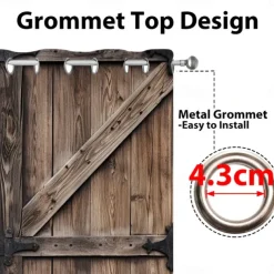 Farmhouse Curtain 2 Panels，Barn Wood Door Curtain Drapes For Living Room Bedroom,Grommet/Eyelet Curtain for Kitchen Door Window Treatments Room Darkening