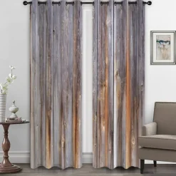 Farmhouse Curtain 2 Panels，Barn Wood Door Curtain Drapes For Living Room Bedroom,Grommet/Eyelet Curtain for Kitchen Door Window Treatments Room Darkening