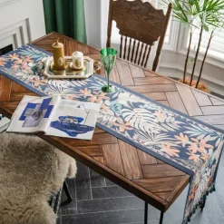 Farmhouse Table Runner Vintage Table Runner Cotton Linen Table Decorations for Dining Party Holiday