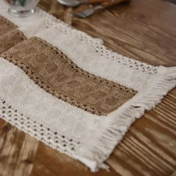 Farmhouse Table Runner Vintage Table Runner Cotton Linen Table Decorations for Dining Party Holiday