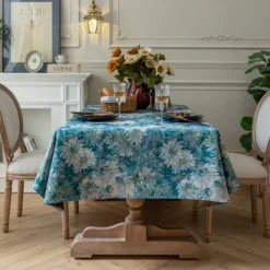 Farmhouse Tablecloth Boho Cotton Linen Table Cloth Bohemian Table Decor Wrinkle Resistant for Restaurant, Picnic, Indoor and Outdoor Dining