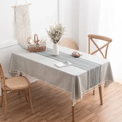 Farmhouse Tablecloth Cotton Linen Table Cloth Spring Tablecloth Round Outdoor Cloth Table Cover Oval Rectangle For Picnic,Wedding,Dining,Easter,Kitchen