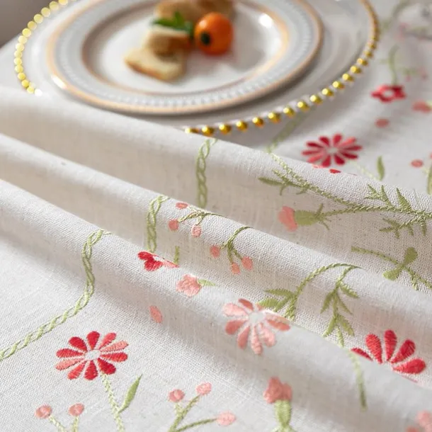 Farmhouse Tablecloth Cotton Linen Table Cloth Spring Tablecloth Round Outdoor Cloth Table Cover Oval Rectangle For Picnic,Wedding,Dining,Easter,Kitchen