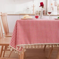 Farmhouse Tablecloth Cotton Linen Rectangle Table Cloths for Kitchen Dining, Party, Holiday, , Buffet Holiday Family Gathering