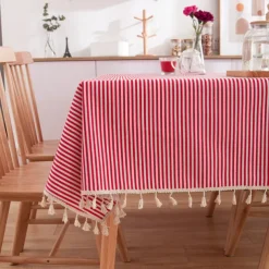 Farmhouse Tablecloth Cotton Linen Rectangle Table Cloths for Kitchen Dining, Party, Holiday, , Buffet Holiday Family Gathering