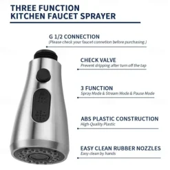 Faucet Accessories,Excellent Quality ABS/PC Helmet Lining-Surface Treatment-Chrome Faucet Spout Replacement Parts for Pull Down Kitchen Faucet