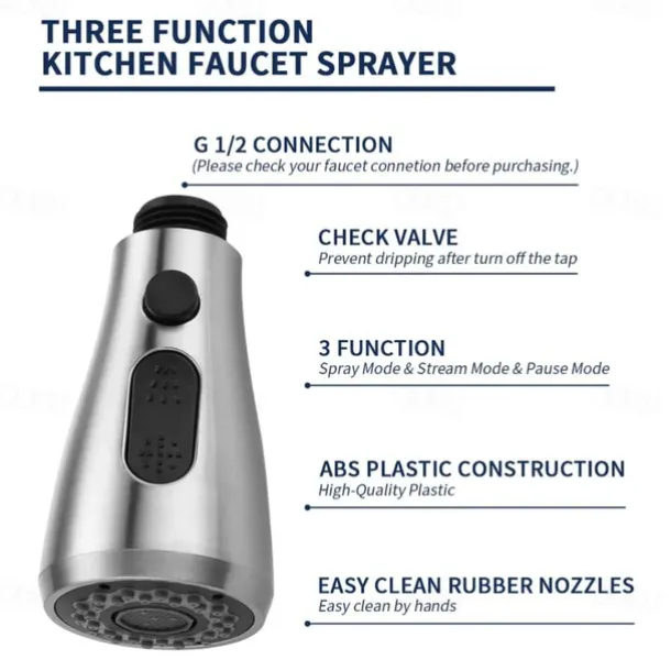 Faucet Accessories,Excellent Quality ABS/PC Helmet Lining-Surface Treatment-Chrome Faucet Spout Replacement Parts for Pull Down Kitchen Faucet