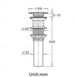 Faucet Accessories-Pop Up Drain With Overflow Brass Bathroom Basin Sink Push Down Waste Matte Black Painted Finished