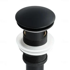 Faucet Accessories-Pop Up Drain With Overflow Brass Bathroom Basin Sink Push Down Waste Matte Black Painted Finished