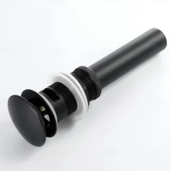 Faucet Accessories-Pop Up Drain With Overflow Brass Bathroom Basin Sink Push Down Waste Matte Black Painted Finished