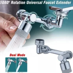 Faucet Extender 1080 Degree Extension, Universal Faucet Aerator Splash Kitchen Tap Filter Nozzle Bubbler Bathroom Kitchen Washroom 2 Spray Modes Faucet Aerator Attachment