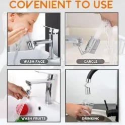 Faucet Extender Aerator 720° Swivel, Universal Splash Kitchen Tap Filter Bathroom Basin Faucet Spray Head Washroom, Water Saving Nozzle Sprayer Attachment