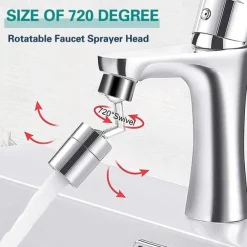 Faucet Extender Aerator 720° Swivel, Universal Splash Kitchen Tap Filter Bathroom Basin Faucet Spray Head Washroom, Water Saving Nozzle Sprayer Attachment