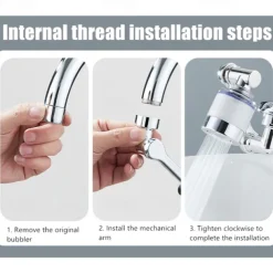 Faucet Extender Mechanical Arm 1080° Water Aerator Nozzle Bubbler for Bathroom Kitchen, Universal Tap Extend Head Sprayer Filter Spout Adapter Attachment Fittings Accessories