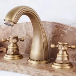 Faucet Oil Rubbed Bronze Widespread Bathroom Sink Faucet Basin Tap Mixer Supply Hose Cross Handle 2 Handles 3 Holes
