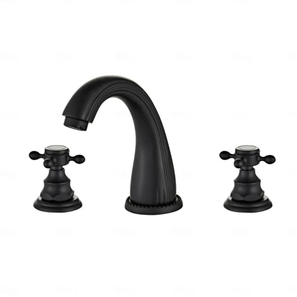 Faucet Oil Rubbed Bronze Widespread Bathroom Sink Faucet Basin Tap Mixer Supply Hose Cross Handle 2 Handles 3 Holes
