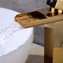 Faucet Set - Waterfall Gold Centerset Single Handle One HoleBath Taps