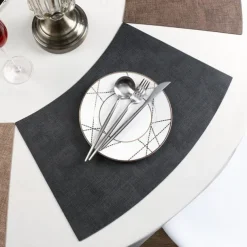 Faux Leather Round Table Placemats 1PC, Wedge Placemats Heat Resistant Round Table Mats for Dining Table, Waterproof Wipeable PU Table Mats