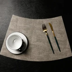 Faux Leather Round Table Placemats 1PC, Wedge Placemats Heat Resistant Round Table Mats for Dining Table, Waterproof Wipeable PU Table Mats