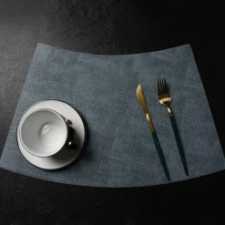 Faux Leather Round Table Placemats 1PC, Wedge Placemats Heat Resistant Round Table Mats for Dining Table, Waterproof Wipeable PU Table Mats