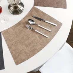 Faux Leather Round Table Placemats 1PC, Wedge Placemats Heat Resistant Round Table Mats for Dining Table, Waterproof Wipeable PU Table Mats