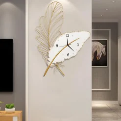 Feather Wall Clock Living Room Hanging Wall Clock Household TV Wall Decorative Clock 78 * 55 cm