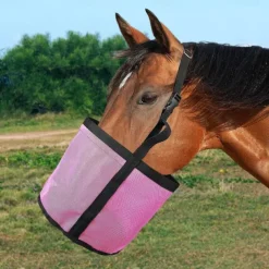 Feed Horses Bag for Grain Hay Bags Heavy Duty Mesh Horse Feeder with Adjustable Strap Comfort Neck Pad Nose Pad and Waterproof Bottom Muzzle
