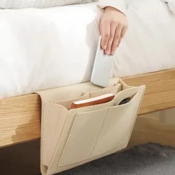Felt Bedside Storage Bag Pouch Bed Desk Bag Sofa TV Remote Control Hanging Caddy Couch Storage Organizer Bed Holder Pockets