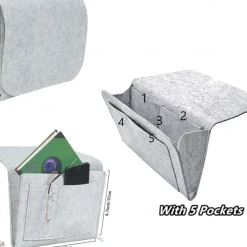 Felt Bedside Storage Bag Pouch Bed Desk Bag Sofa TV Remote Control Hanging Caddy Couch Storage Organizer Bed Holder Pockets