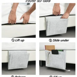 Felt Bedside Storage Bag Pouch Bed Desk Bag Sofa TV Remote Control Hanging Caddy Couch Storage Organizer Bed Holder Pockets