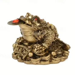 Feng Shui Money Frog Statue - Attracts Wealth, Brings Good Luck, Fortune, and Prosperity - Ideal Decor for Home, Office, New Year, Housewarming, and Business Gifts