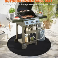 Fire Pit Mat for Solo Stove Bonfire, Double-Sided Fireproof Under Grill Mat Deck Patio Protector Mat, Round Fire Pit BBQ Mat for Solo Stove Accessories, Easy to Clean, Reusable