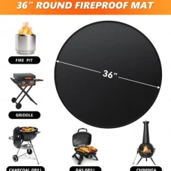 Fire Pit Mat for Solo Stove Bonfire, Double-Sided Fireproof Under Grill Mat Deck Patio Protector Mat, Round Fire Pit BBQ Mat for Solo Stove Accessories, Easy to Clean, Reusable