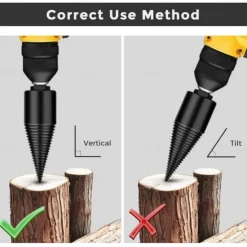 Firewood Log Splitter Drill Bit Wood Splitter Drill Bits Hex Shank Removable Heavy Duty Drill Screw Cone Driver 38mm/42mm/45mm (1.5