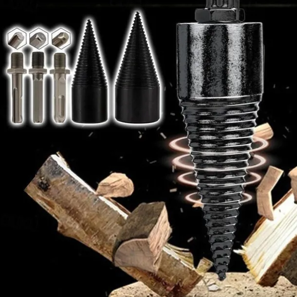 Firewood Log Splitter Splitting Drill Set 6pc Household Electric Split Cone Drill Woodworking 32-42mm Firewood Splitting Bit