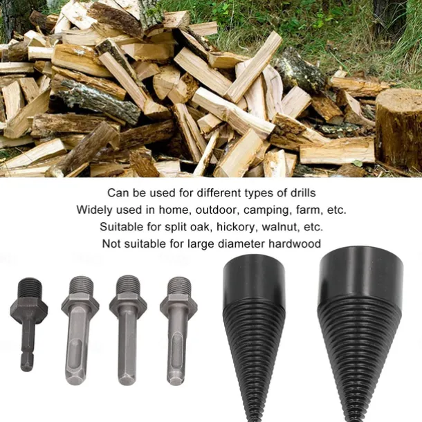 Firewood Log Splitter Splitting Drill Set 6pc Household Electric Split Cone Drill Woodworking 32-42mm Firewood Splitting Bit