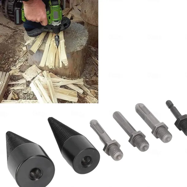 Firewood Log Splitter Splitting Drill Set 6pc Household Electric Split Cone Drill Woodworking 32-42mm Firewood Splitting Bit