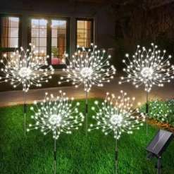 Fireworks Solar Lights Outdoor Pathway Lights Solar Powered Starburst Fairy Lights Waterproof 8 Lighting Modes with Remote Control For Patio Decorative Landscape 90/120/150/180/200 LEDs