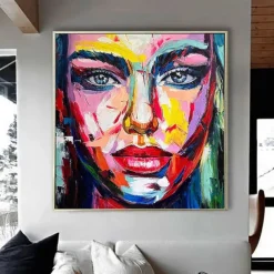 Firgure oil painting handmade Oversize Acrylic women face painting Handmade Painting Large Picture Canvas Acrylic Painting Hand Painted Covered POP ART oil painting pattle knife face paintings
