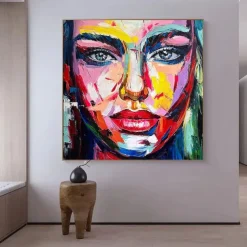 Firgure oil painting handmade Oversize Acrylic women face painting Handmade Painting Large Picture Canvas Acrylic Painting Hand Painted Covered POP ART oil painting pattle knife face paintings