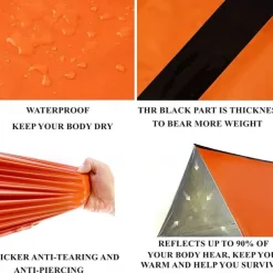 First Aid Tent, Portable Outdoor Emergency Shelter, Waterproof, Windproof And Warm Mylar Emergency Blanket For 2 People, Outdoor Camping Accessories