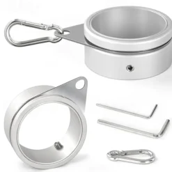 Flag Pole Rings, Aluminum Alloy Flagpole Rings 360°Rotating Anti Wrap Mounting Ring, Spinning Clips with Carabiner for 0.75-1.02 Inch Diameter Pack of 2