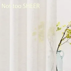 Flax Cotton Linen Pinch Pleated Sheer Curtains Long Vintage French Window Panel Drapes with Back Tab for Farmhouse Living Room Bedroom, Natural 1 Panel