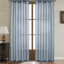 Flax Cotton Linen Pinch Pleated Sheer Curtains Long Vintage French Window Panel Drapes with Back Tab for Farmhouse Living Room Bedroom, Natural 1 Panel