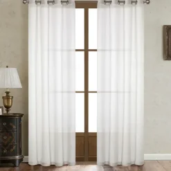 Flax Cotton Linen Pinch Pleated Sheer Curtains Long Vintage French Window Panel Drapes with Back Tab for Farmhouse Living Room Bedroom, Natural 1 Panel