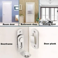 Flip Door Sliding Latch 90 Degree Stainless Steel Latch Safety Door Lock Right Angle Curved Door Buckle