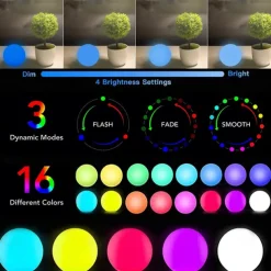 Floating Pool Lights 6pcs 2pcs 16 Color Changing RGB LED Ball Lights IP67 Waterproof 7.8cm Hot Tub Night Lights Pool Toys