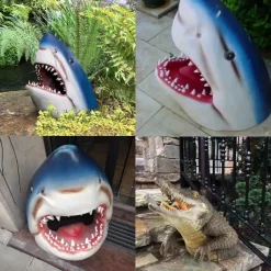 Floating Shark Head Crocodile Decor for Garden Pool, Novelty Outdoor Animals Statue Spoof Toy for Garden Park Pond Wall Decoration